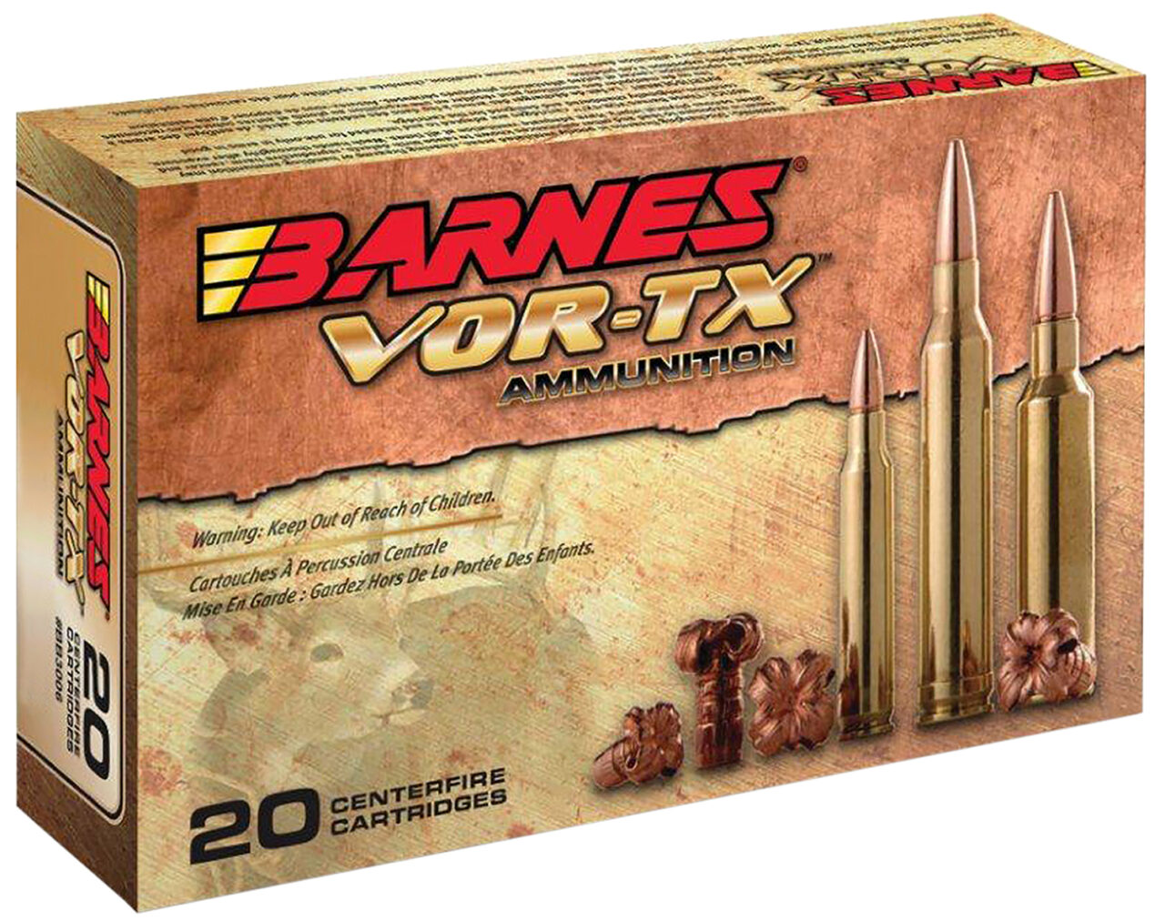 Barnes Bullets 32085 VOR-TX Centerfire Rifles 450 Bushmaster 250 gr, Barnes Tipped TSX Flat Base (TTSXFB), 20 Per Box/ 10 Cs