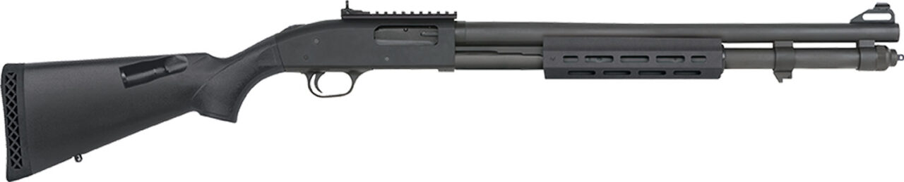 Mossberg 50768 590A1 Tactical 12 Gauge 8+1 3" 20" Heavy Cylinder Bore Barrel, Parkerized Finish, Drilled & Tapped Receiver, Mil-Spec Construction w/Metal Trigger Guard & Safety, XS Ghost Ring Sights, Synthetic Stock w/Shell Storage (4), M-LOK Forend