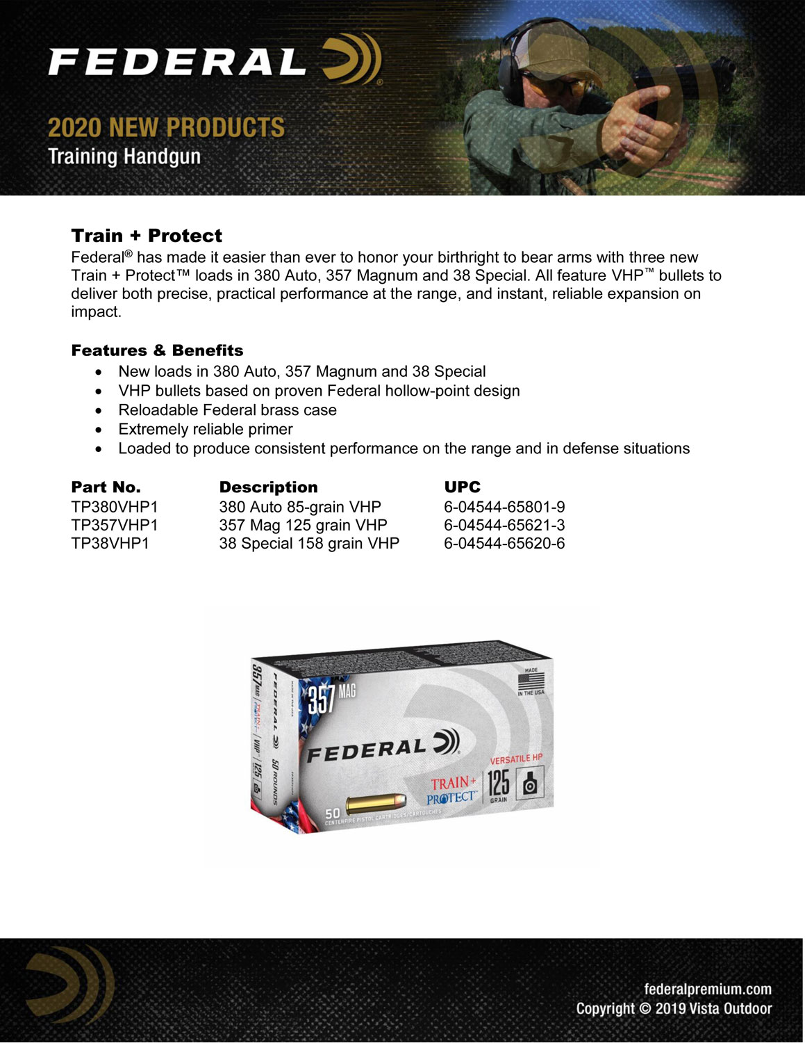 Federal TP357VHP1 Train + Protect 357 Mag 125 gr Versatile Hollow Point (VHP) 50 Per Box/ 10 Cs - Image 2