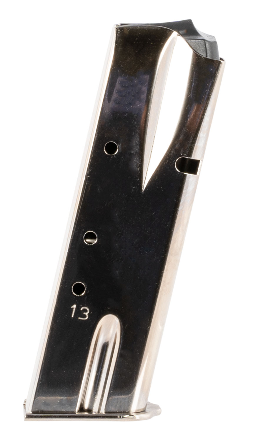 Mec-Gar MGBRHP13N Standard Nickel Detachable 13rd 9mm Luger for Browning Hi-Power/Springfield SA-35