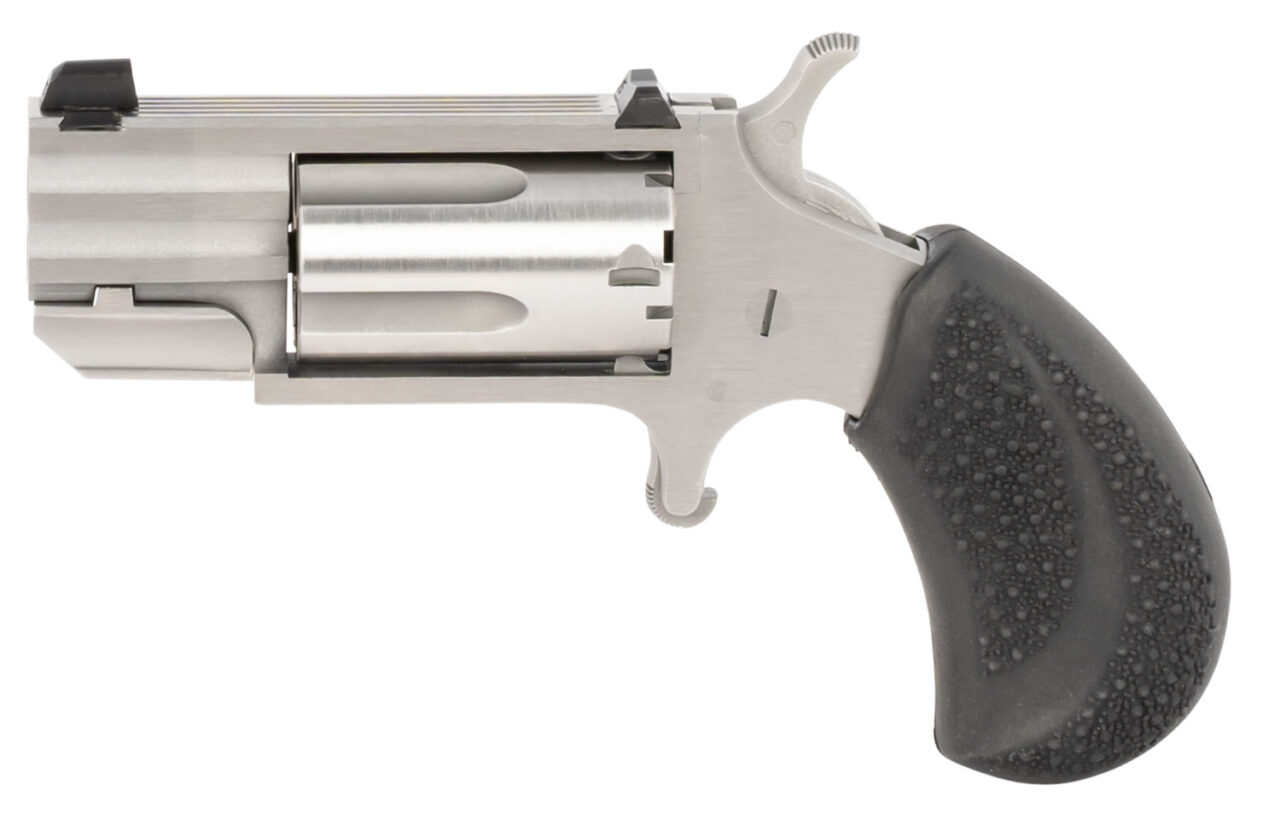 North American Arms PUGDC Pug 22 LR or 22 WMR 5 Shot 1" Barrel, Overall Stainless Steel Finish, Black Rubber Grip Includes Cylinder - Image 2