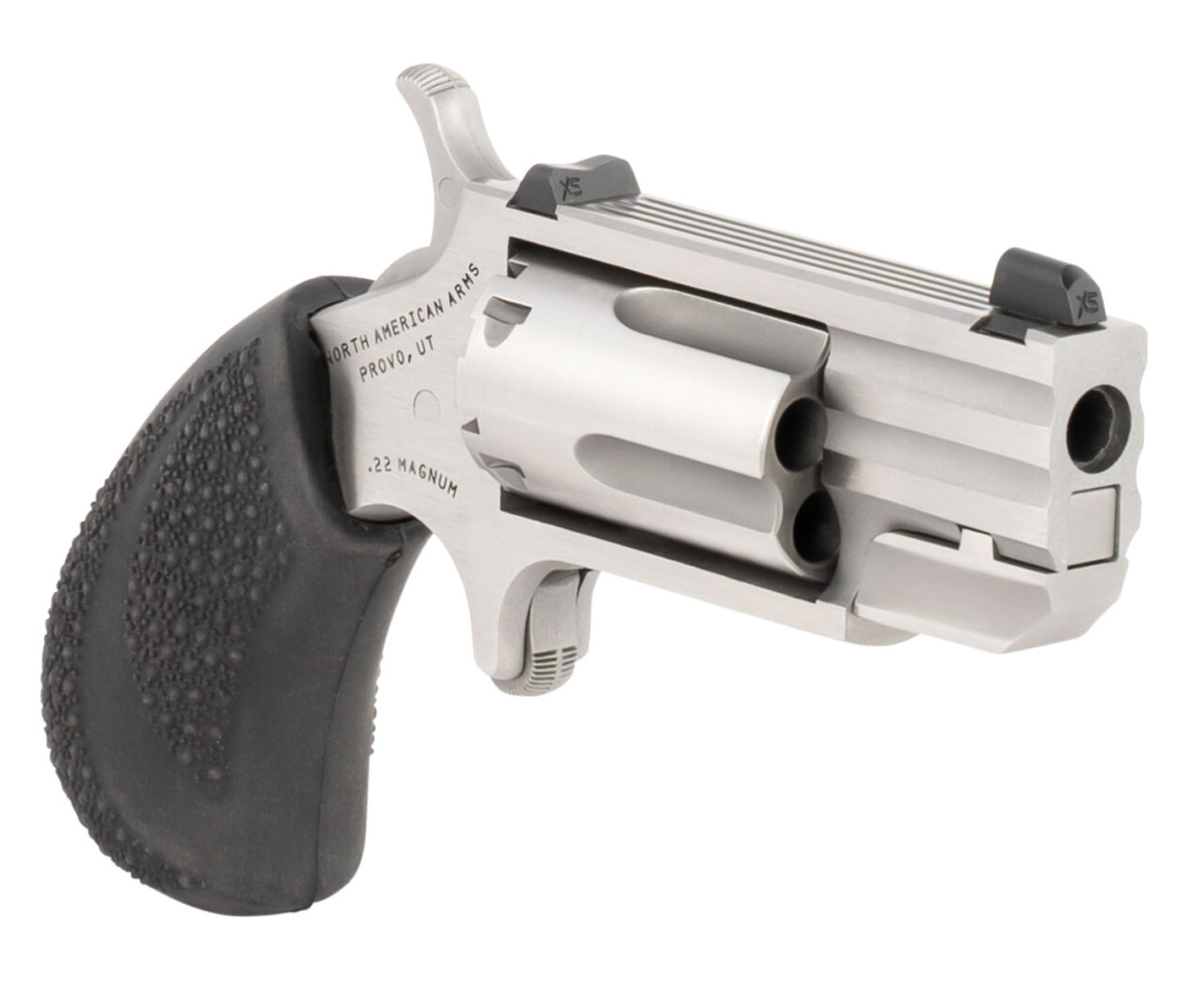 North American Arms PUGDC Pug 22 LR or 22 WMR 5 Shot 1" Barrel, Overall Stainless Steel Finish, Black Rubber Grip Includes Cylinder - Image 3