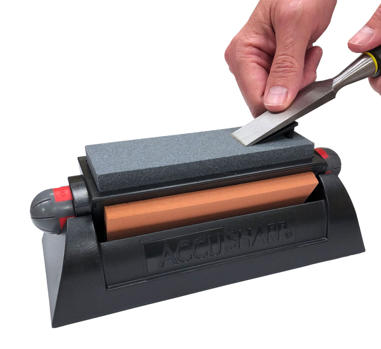 AccuSharp 064C Tri-Stone Sharpening System Coarse/Medium/Fine Alumina-Oxide Sharpener Rubber Handle Black - Image 2