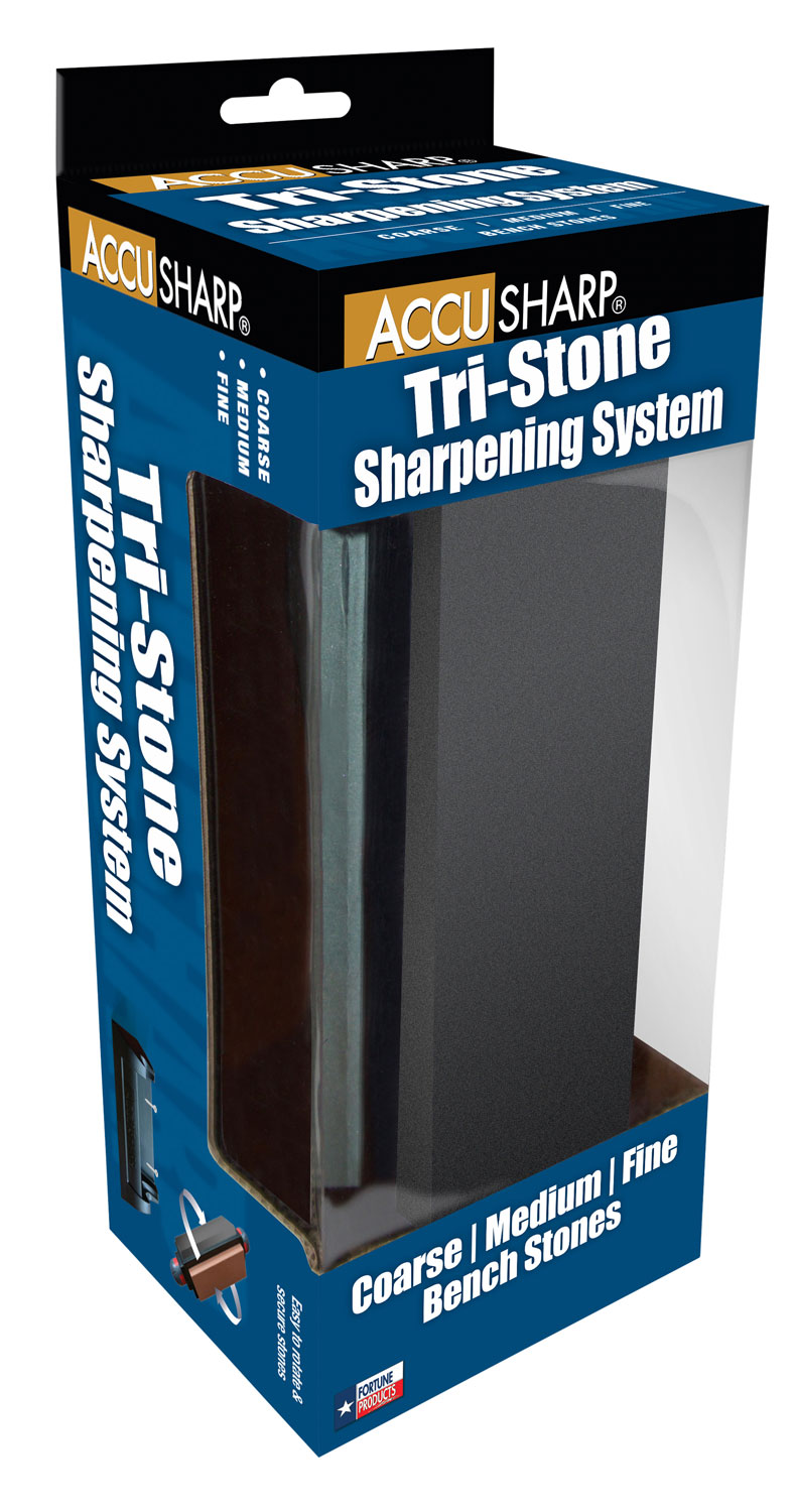 AccuSharp 064C Tri-Stone Sharpening System Coarse/Medium/Fine Alumina-Oxide Sharpener Rubber Handle Black - Image 3