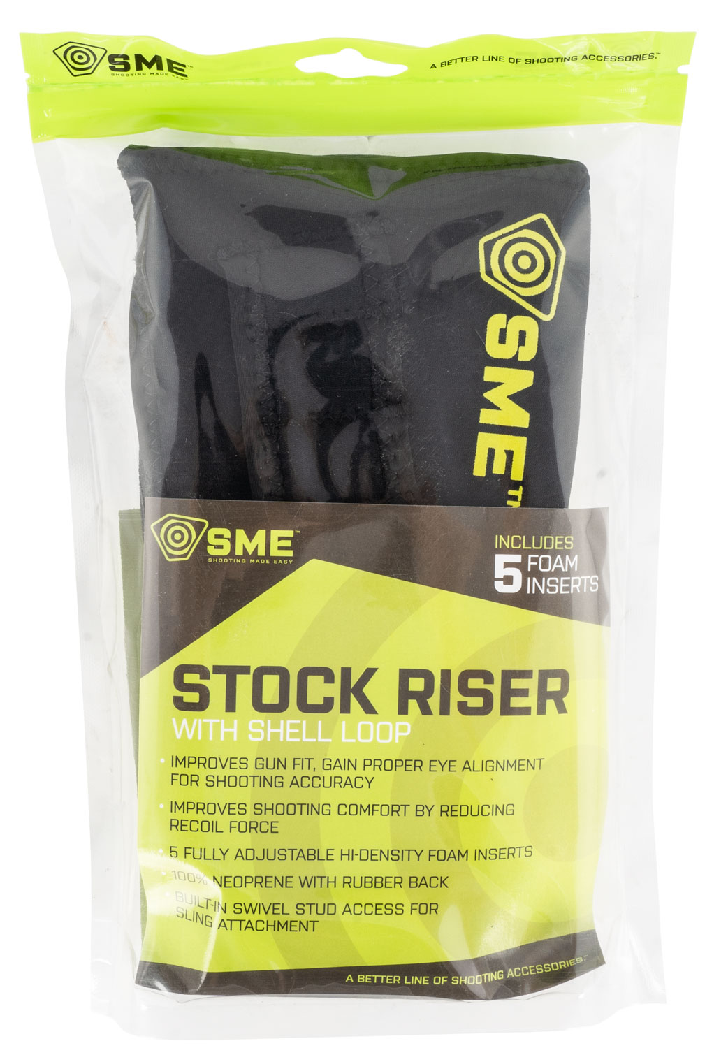 SME SMERSRSL Stock Riser with Shell Loop Black Neoprene