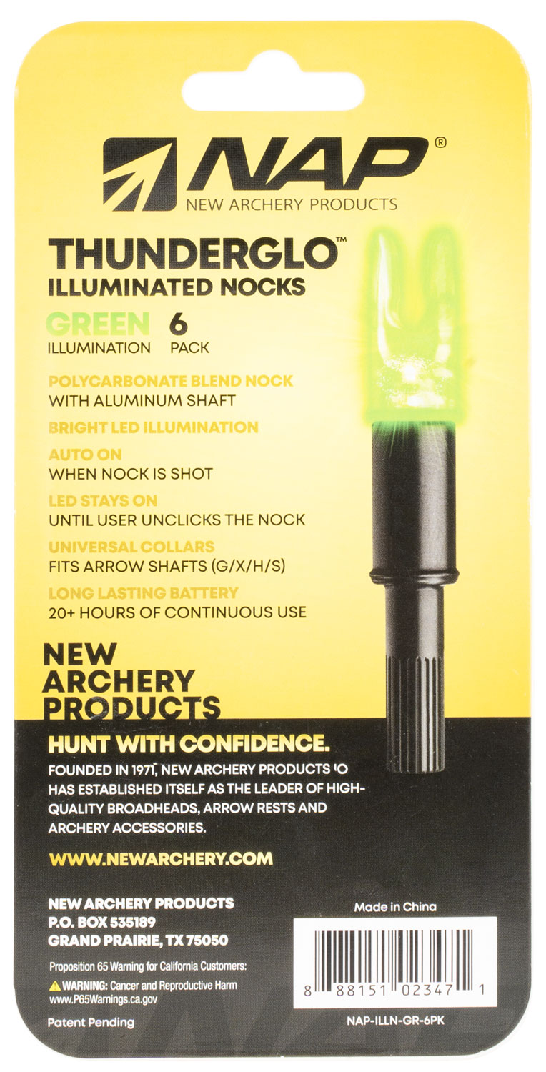 NAP NAPILLNGR Thunderglo Illuminated Nock Green Polycarbonate/Aluminum 6 Per Pack - Image 2