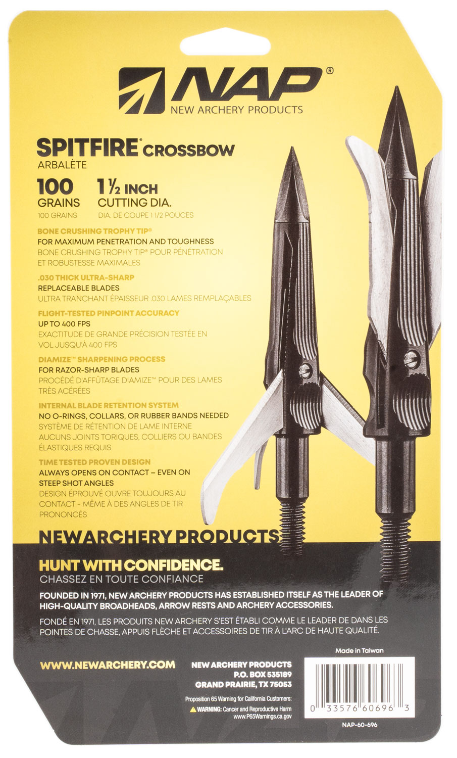 NAP NAP60696 Spitfire Broadhead 100 GR 3 Pack - Image 2
