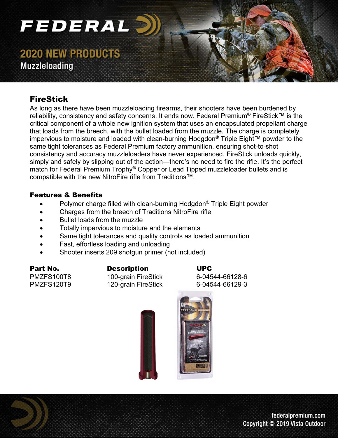 Federal PMZFS100T8 Premium Fire Stick 50 Cal Caliber 100 gr 10 Pack - Image 2
