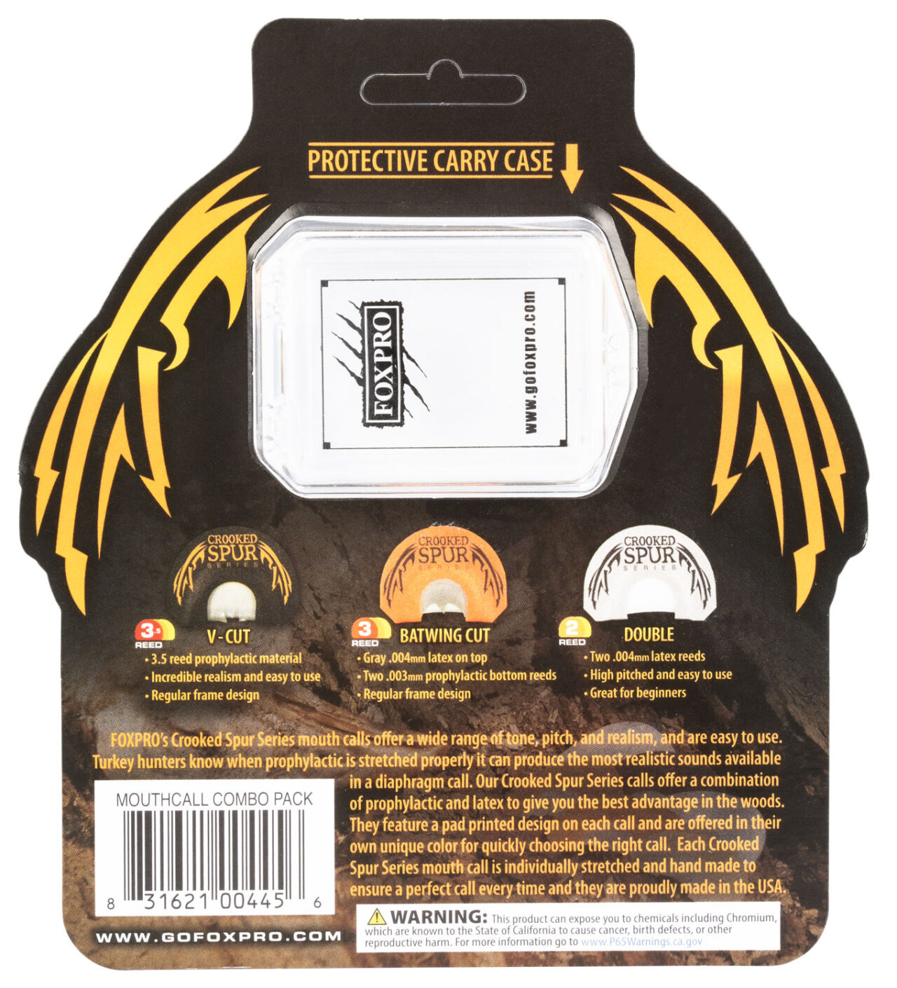 Foxpro CSMCOMBO Crooked Spur Combo Pack Diaphragm Call Double/3.5 Reed Turkey Sounds Attracts Turkeys Black/Orange/White 3 Piece - Image 2