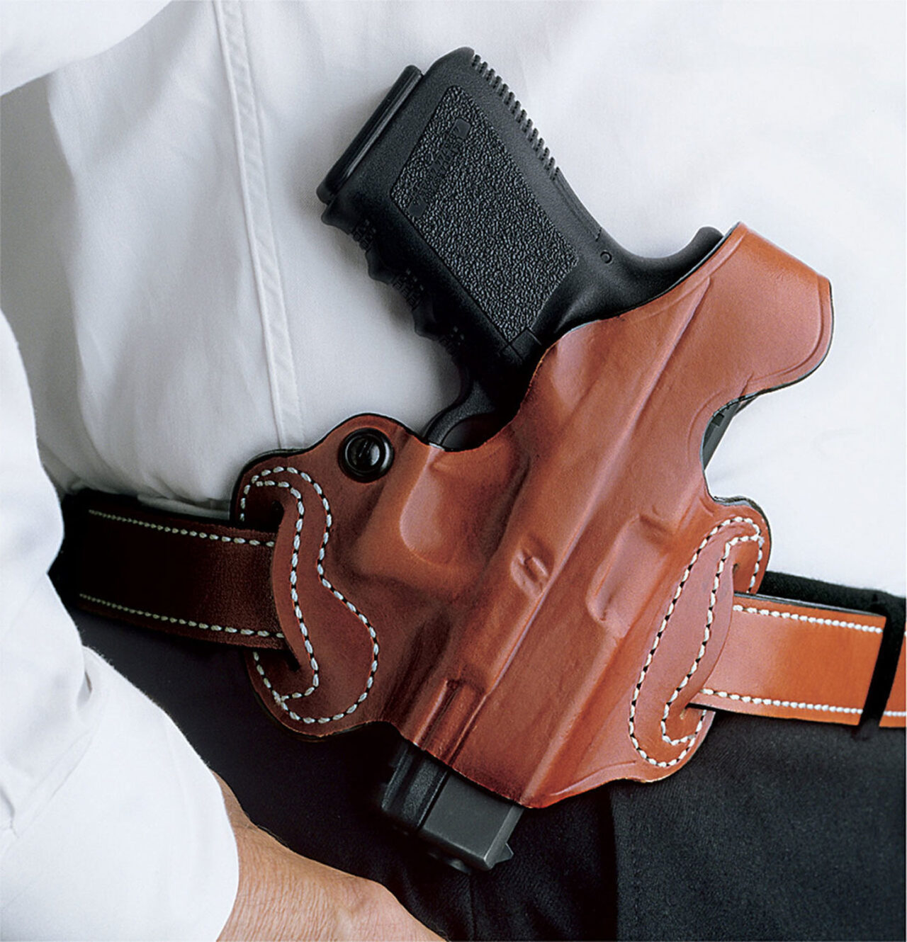DeSantis Gunhide 085TA7QZ0 Thumb Break Mini Slide OWB Tan Leather Belt Loop Fits Ruger 57 Right Hand - Image 2