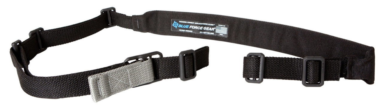 Blue Force Gear VCAS200OABK Vickers Sling made of Black Cordura with 57"-67" OAL, 2" W, Padded Design & Nylon Adjusters for Rifles & Carbine