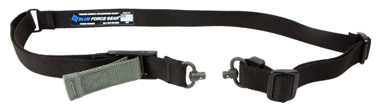 Blue Force Gear VCAS2TO1RED125AABK Vickers 221 made of Black Cordura with 54"-64" OAL, 1.25" W, One-Two Point Design & RED Swivel for AR Platform