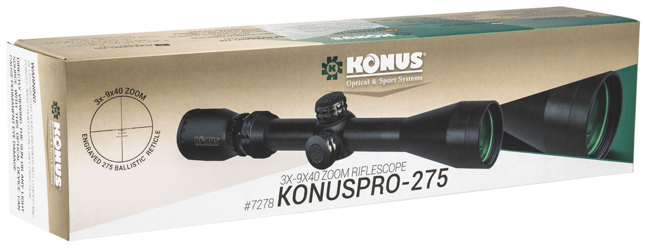 Konus 7278 KonusPro 275 Matte Black 3-9x40mm 1" Tube Engraved Ballistic 275 Dot Reticle for Muzzleloader - Image 3