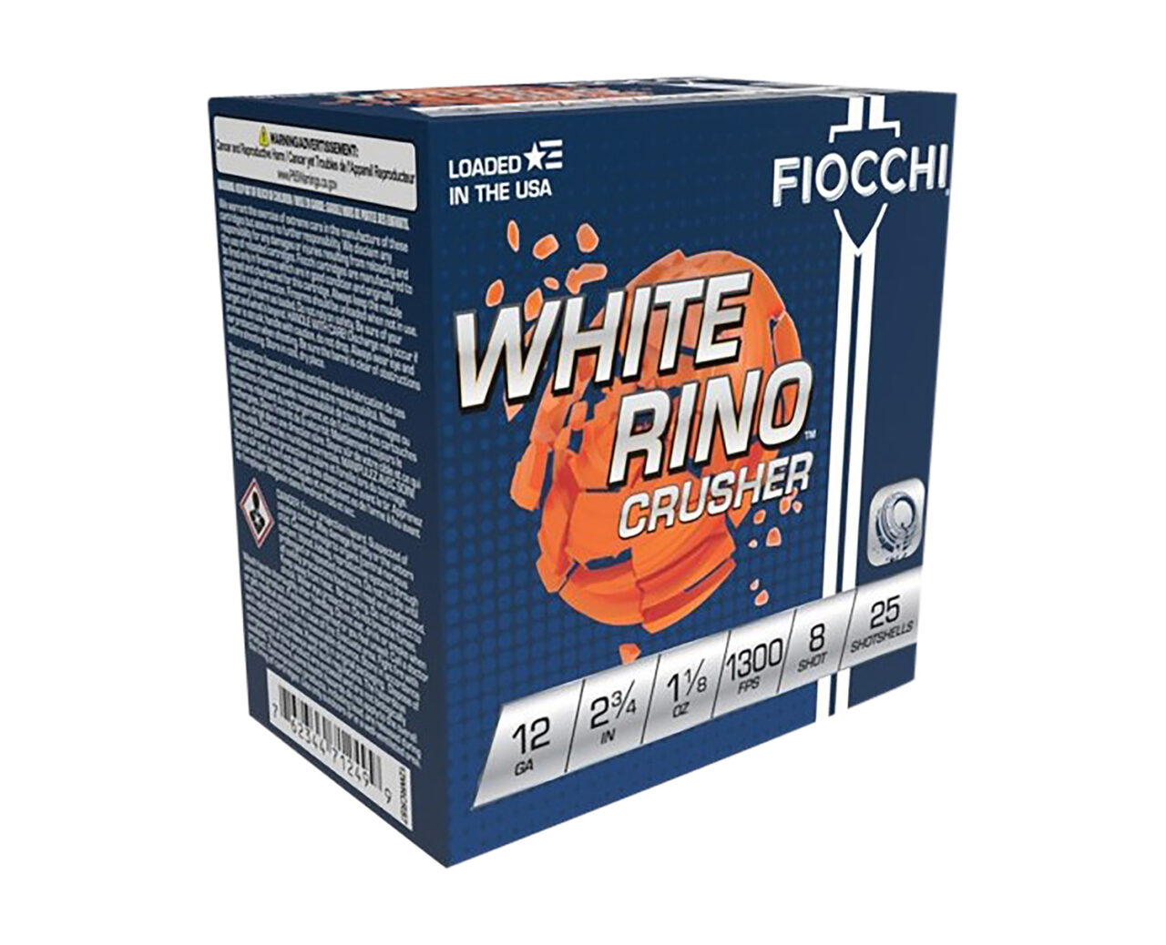 Fiocchi 12WRCRS8 Exacta Target White Rino Crusher 12 Gauge 2.75" 1 1/8 oz 8 Shot 25 Per Box/10 Cs