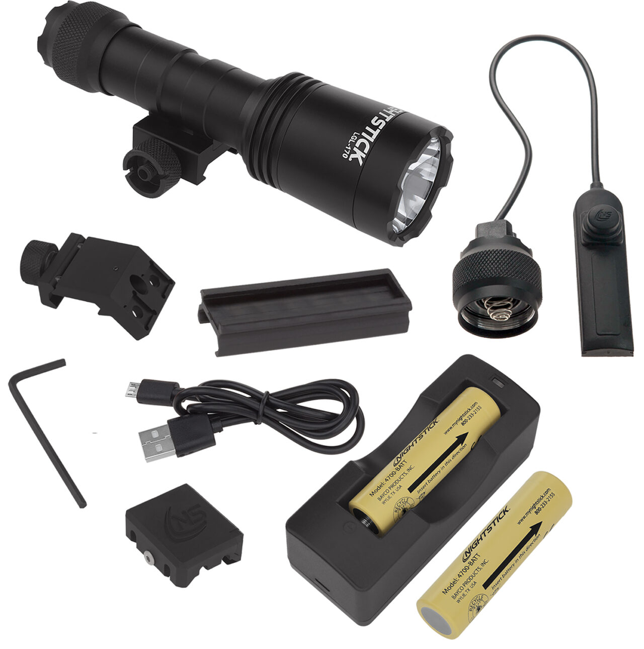 Nightstick LGL170 LGL-170 Rechargeable Light Kit Black Anodized Hardcoat Aluminum Long Gun 1500 Lumens White LED Bulb 304 Meters Beam - Image 2