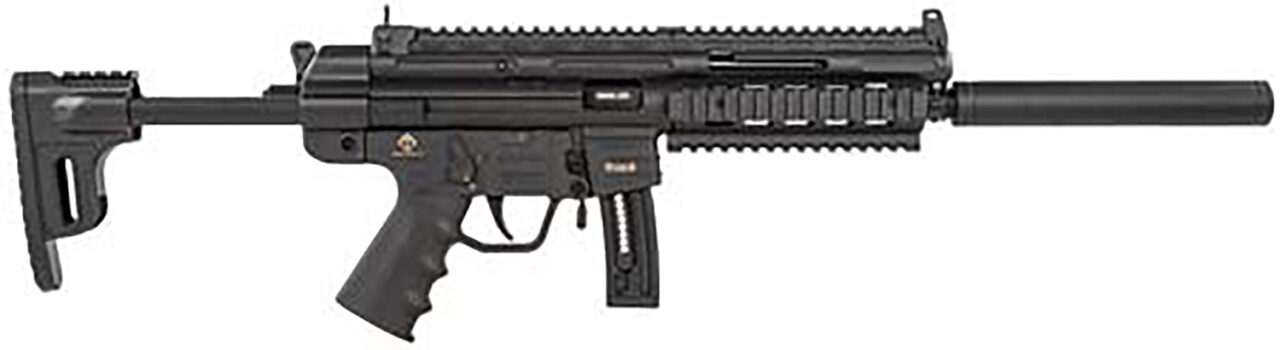 GSG GSGGERGGSG1610G GSG-16 Carbine 22 LR Caliber with 10+1 Capacity, 16.25" Barrel, Green Metal Finish & Collapsible with Storage Compartment Black Stock, Right Hand (Full Size)