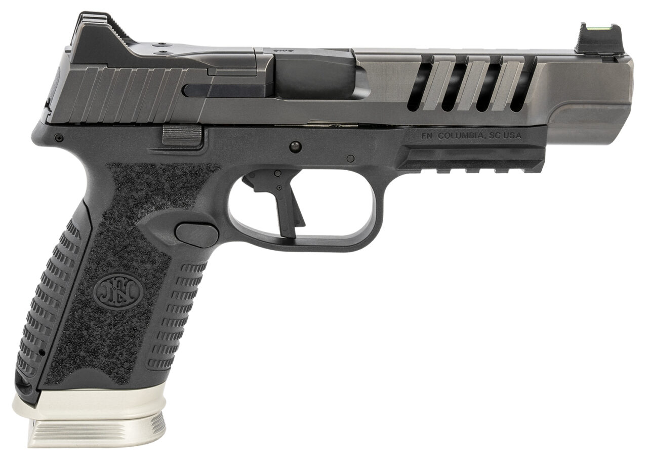 FN 66100940 509 LS Edge 9mm Luger 10+1 5" Black Hammer Forged/Target Crown Barrel, Graphite PVD Serrated/Optic & Lightening Cuts Slide, Matte Black Polymer Frame w/Picatinny Rail, Black Textured Interchangeable Backstraps Grips Right Hand