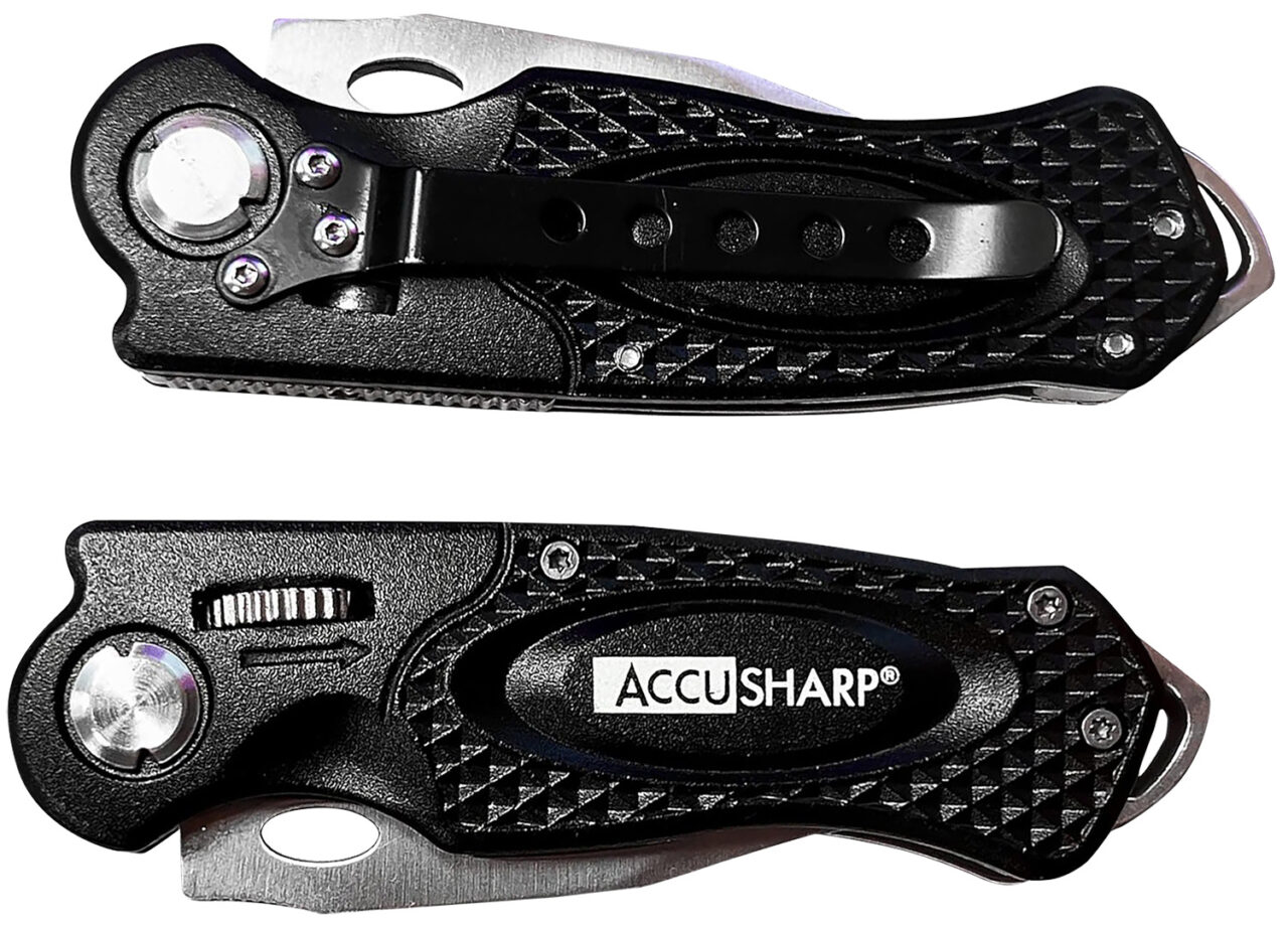 AccuSharp 703C Sport 3" Folding Plain Stainless Steel Blade/Black Anodized Aluminum Handle Includes Belt Clip - Image 2