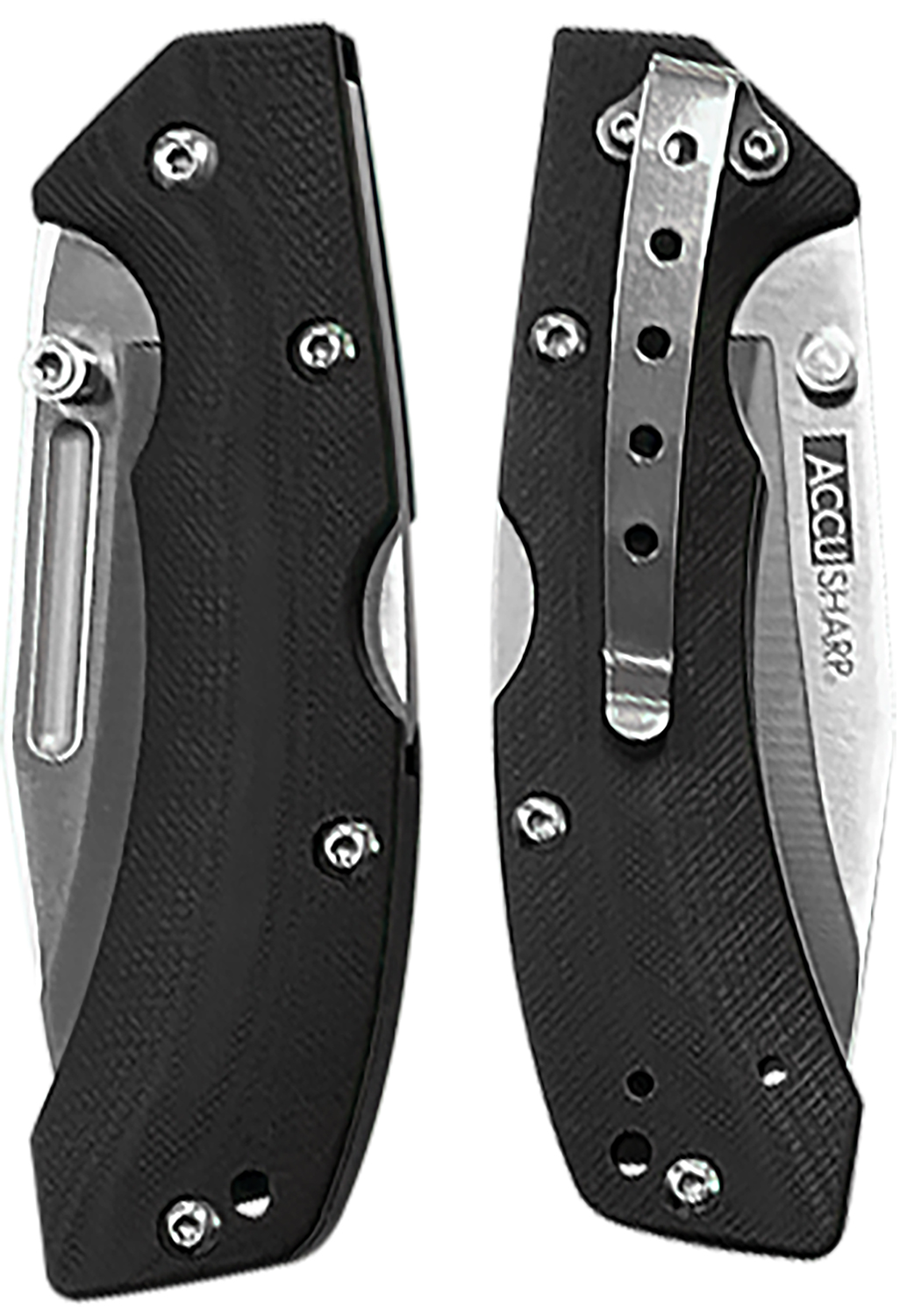 AccuSharp 711C Lockback 3" Folding Clip Point Plain Stainless Steel Blade/Black FRN Handle Includes Allen Wrench - Image 2