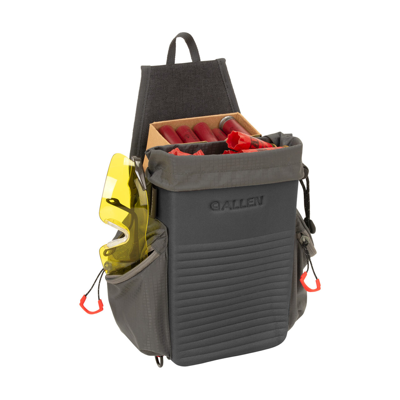 Allen 8317 Competitor All-In-One Molded Shooting Bag Gray EVA with Side Pockets, Removeable Drawstring, Elastic Bands & 2" Wide Webbed Belt Holds 2 Standard 12 Gauge 2.75" Shell Boxes - Image 2
