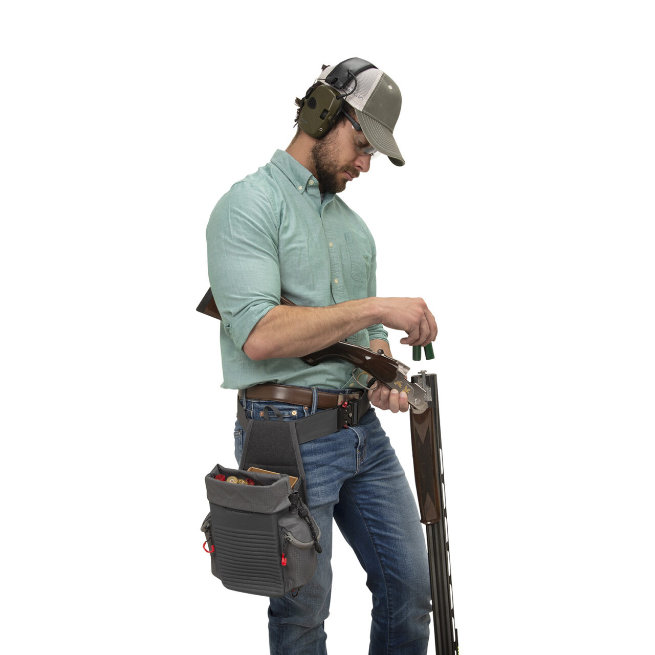 Allen 8317 Competitor All-In-One Molded Shooting Bag Gray EVA with Side Pockets, Removeable Drawstring, Elastic Bands & 2" Wide Webbed Belt Holds 2 Standard 12 Gauge 2.75" Shell Boxes - Image 3