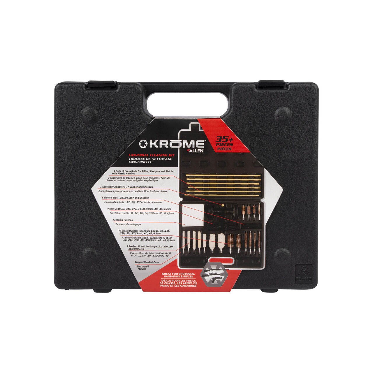 Krome 70562 Universal Cleaning Kit Multi-Caliber pistols, Rifles, Shotguns 37 Pieces - Image 2