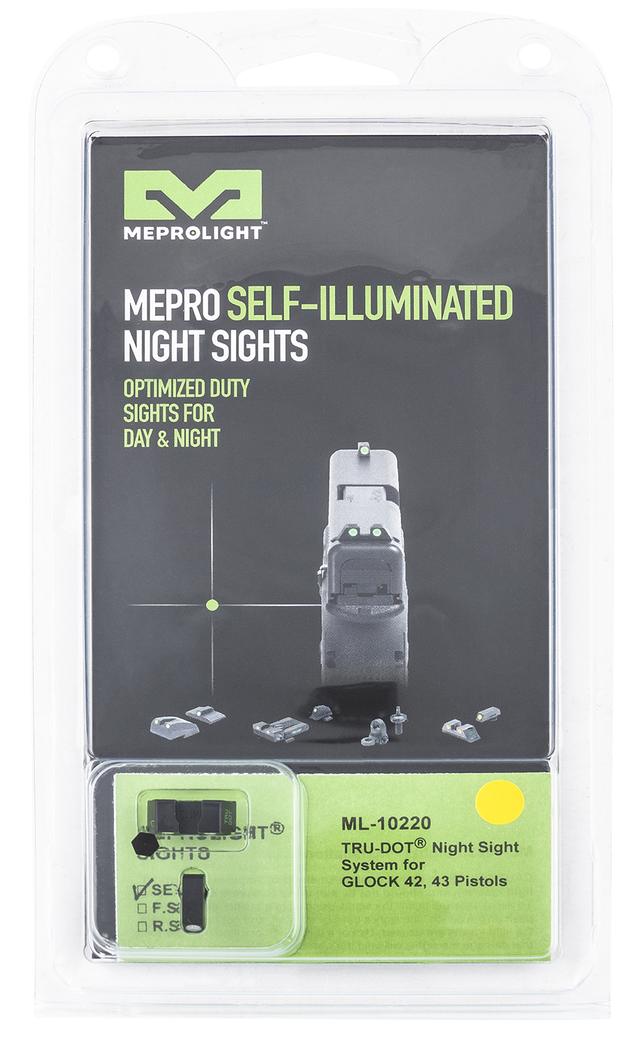 Meprolight USA 102203201 Tru-Dot Black | Green Tritium Front Sight Yellow Tritium Rear Sight Set