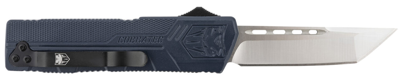 CobraTec Knives NYCTLWTNS Lightweight 3.25" OTF Tanto Plain D2 Steel Blade/NYPD Blue Aluminum Handle Includes Pocket Clip - Image 2