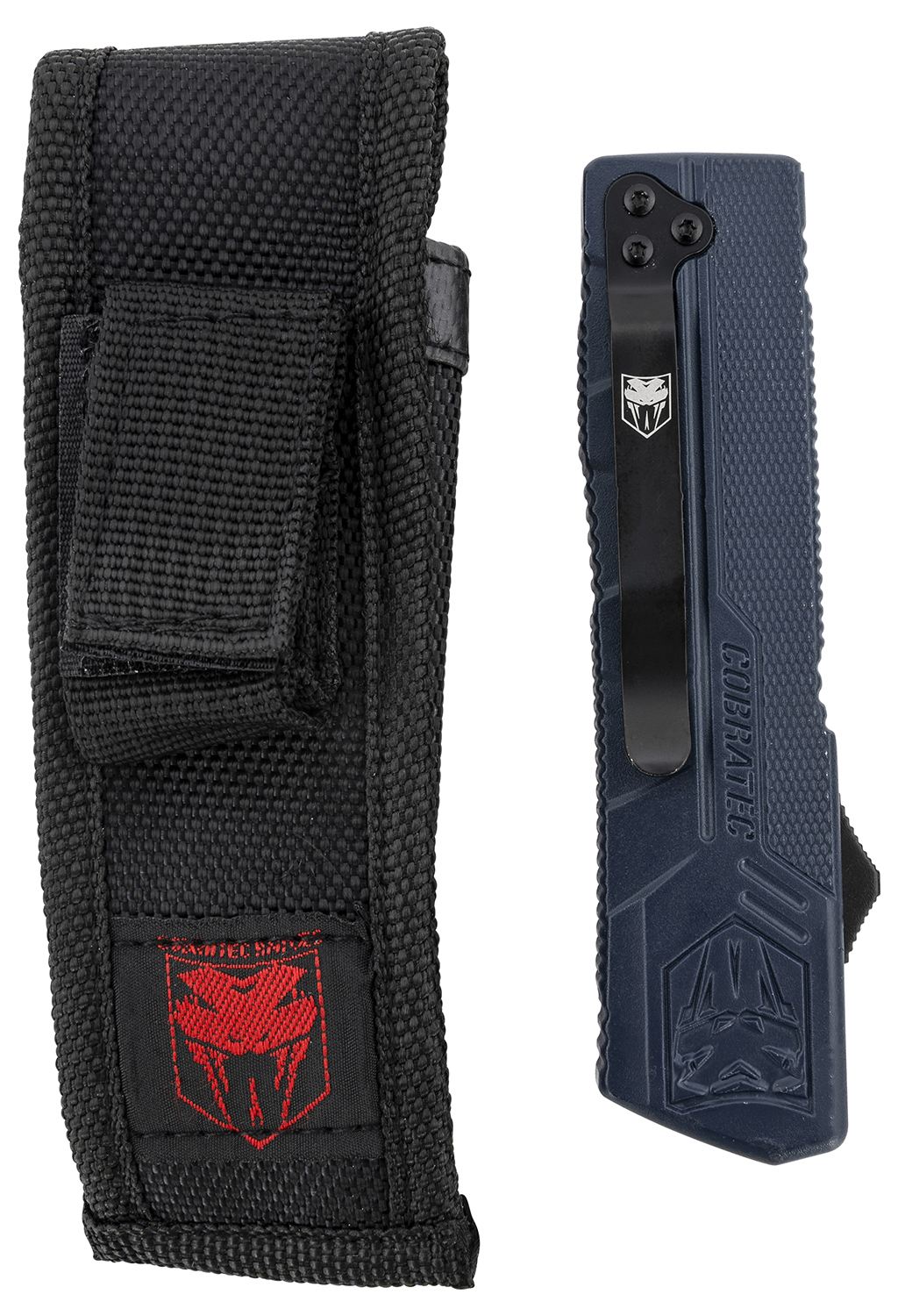 CobraTec Knives NYCTLWTNS Lightweight 3.25" OTF Tanto Plain D2 Steel Blade/NYPD Blue Aluminum Handle Includes Pocket Clip - Image 3