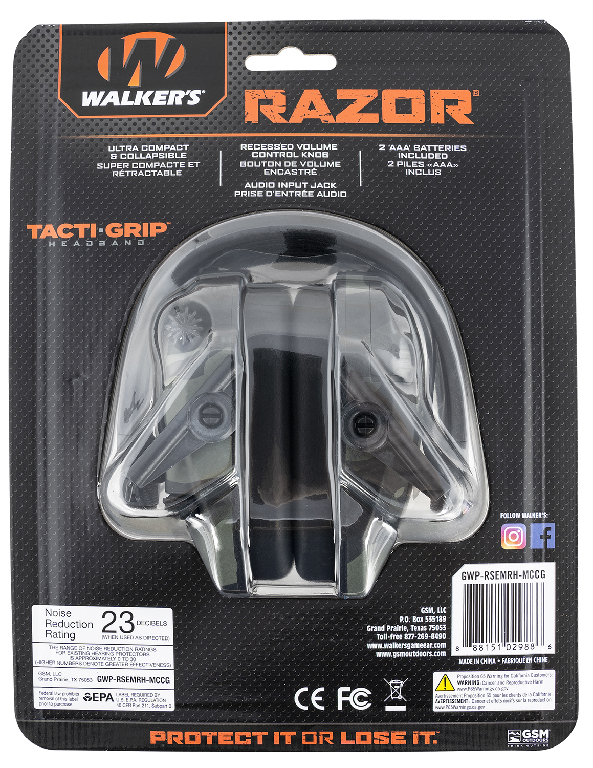 Walker's GWPRSEMRHMCCG Razor Slim Electronic Muff 23 dB Over the Head Gray MultiCam/Black Polymer - Image 2