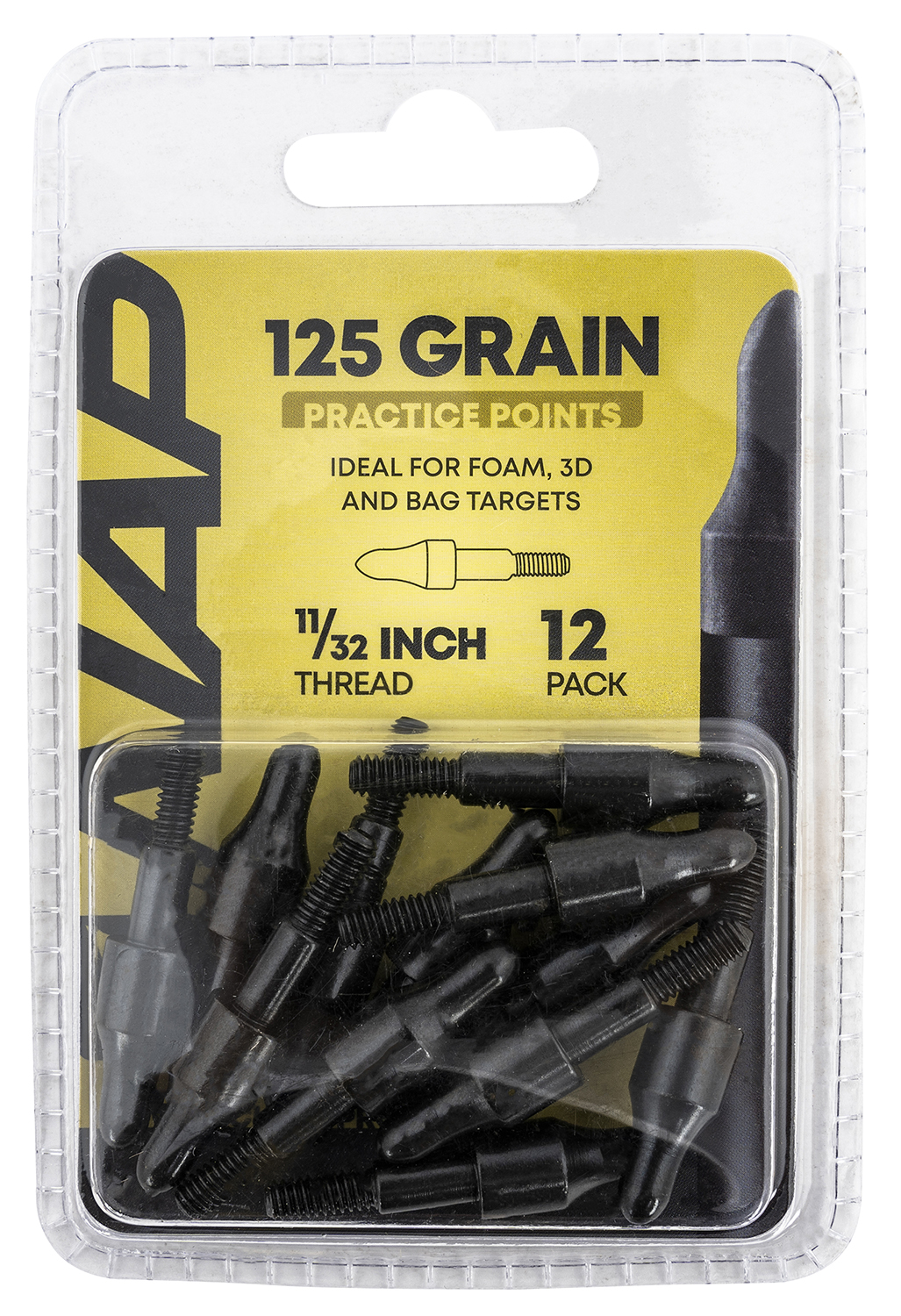 NAP NAP60P3DP1132X 3D Practice Points Field Tips Fixed 125 GR Black 12 Pack