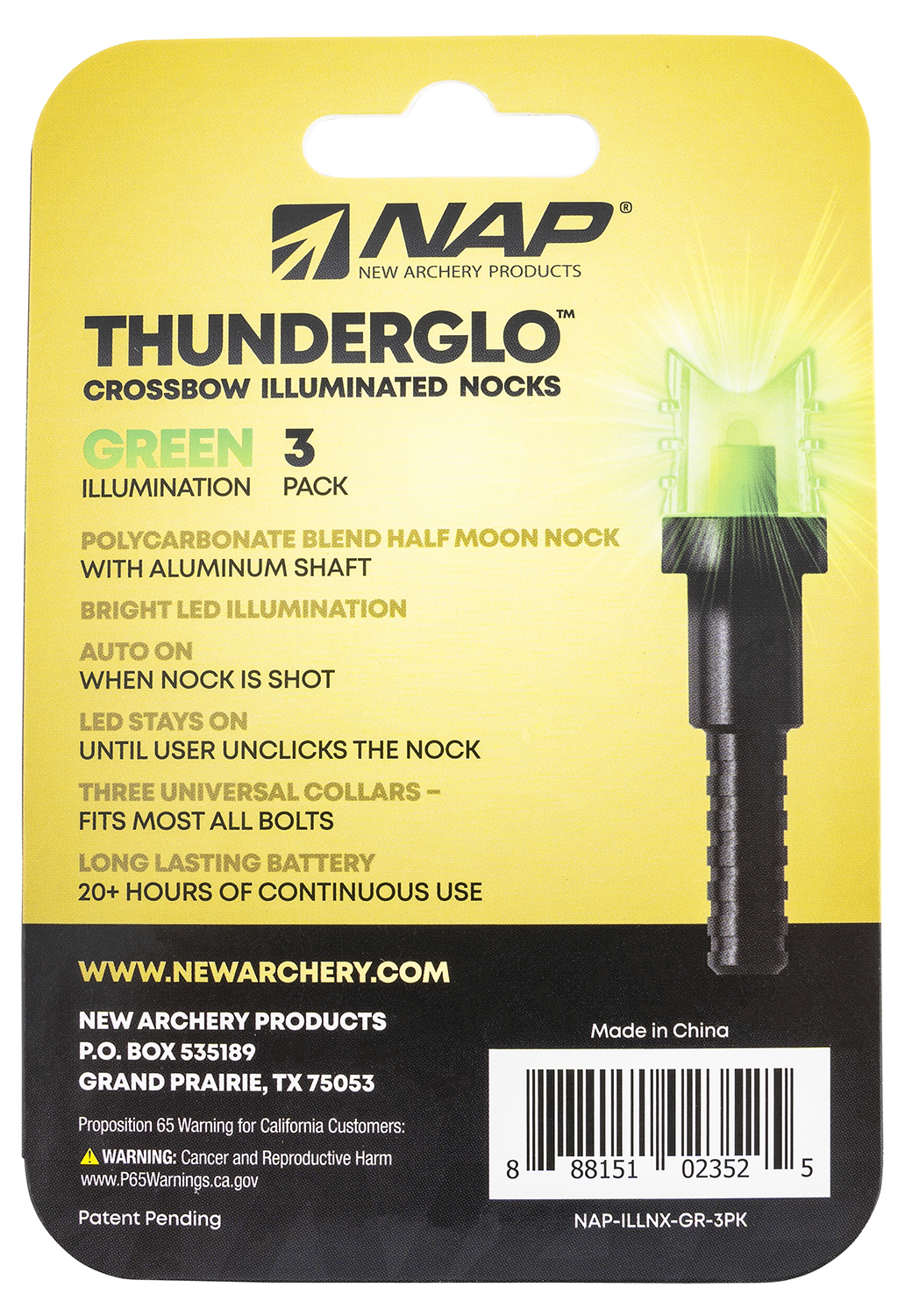 NAP NAPILLNXGR3PK Thunderglo Illuminated Nock Crossbow Green Half Moon - Image 2