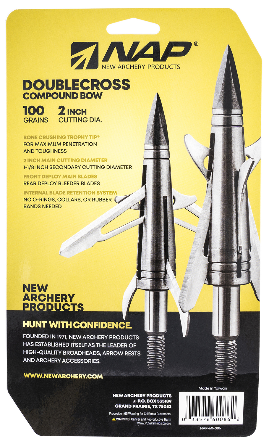 NAP NAP60086 Spitfire Doublecross Mechanical Broadhead 100 GR 3 Pack - Image 2