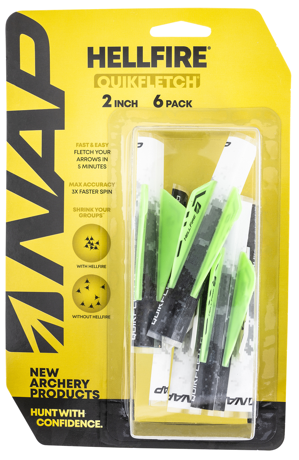 NAP NAP60035 Quickfletch Hellfire Fletching White/Green/Green 6 Pack