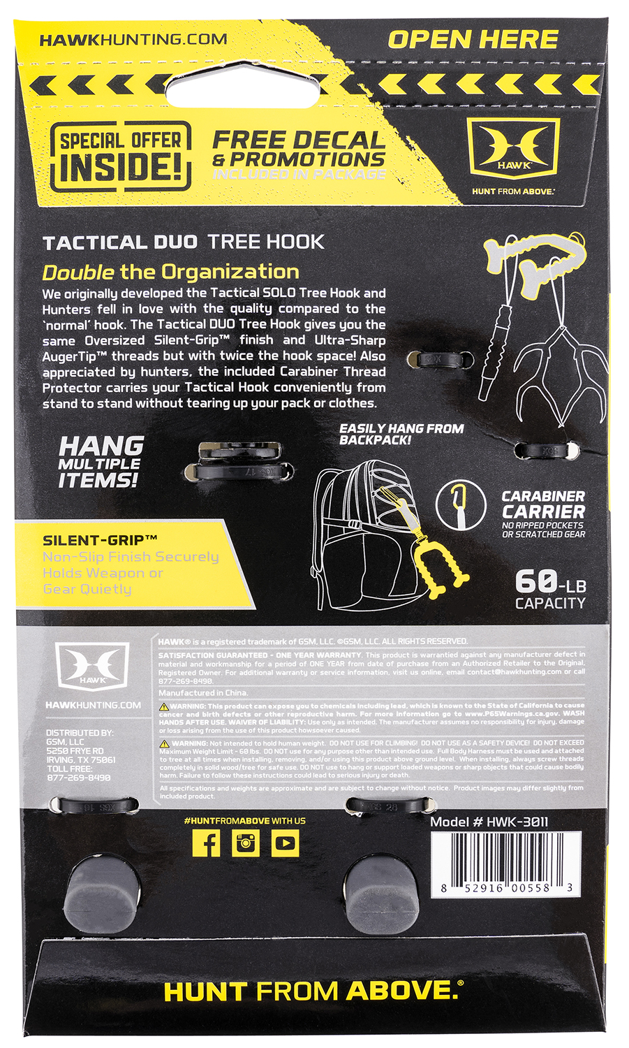 Hawk HWK3011 Tactical Duo Tree Hook Black - Image 2