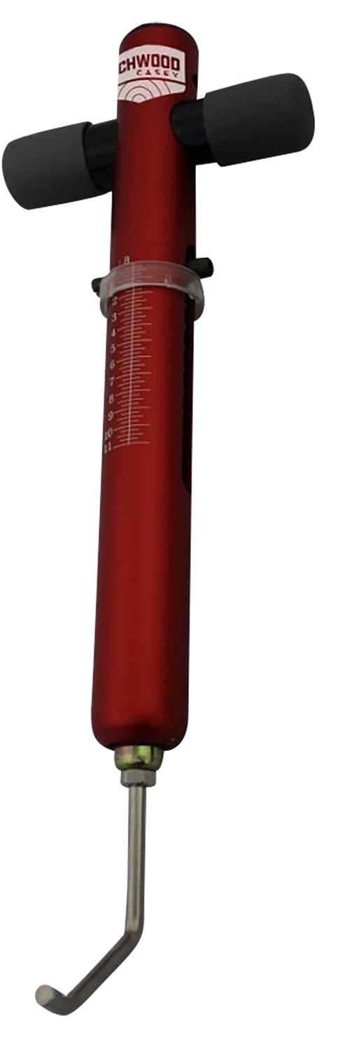 Birchwood Casey TRGSCL Trigger Scale Red Aluminum Body with Stainless Steel Trigger Pull & Rubber Black Handle for Firearmss