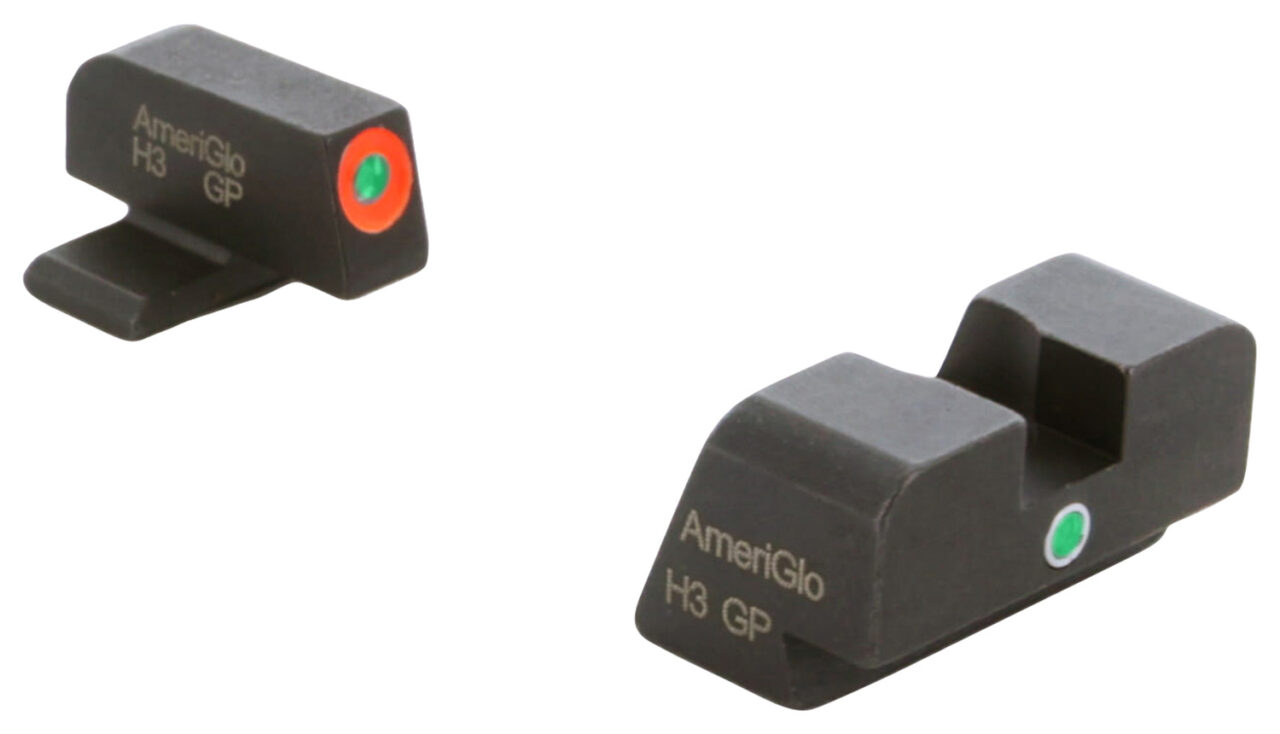 AmeriGlo XD201 i-Dot Sight set for Springfield Armory XD Black | Green Tritium with Orange Outline Front Sight Green Tritium i-Dot Rear Sight