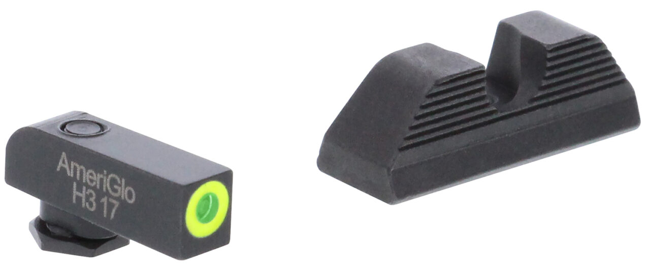 AmeriGlo GL352 Protector Sight Set for Glock Black | Green Tritium with Lumigreen Outline Front Sight Black Rear Sight