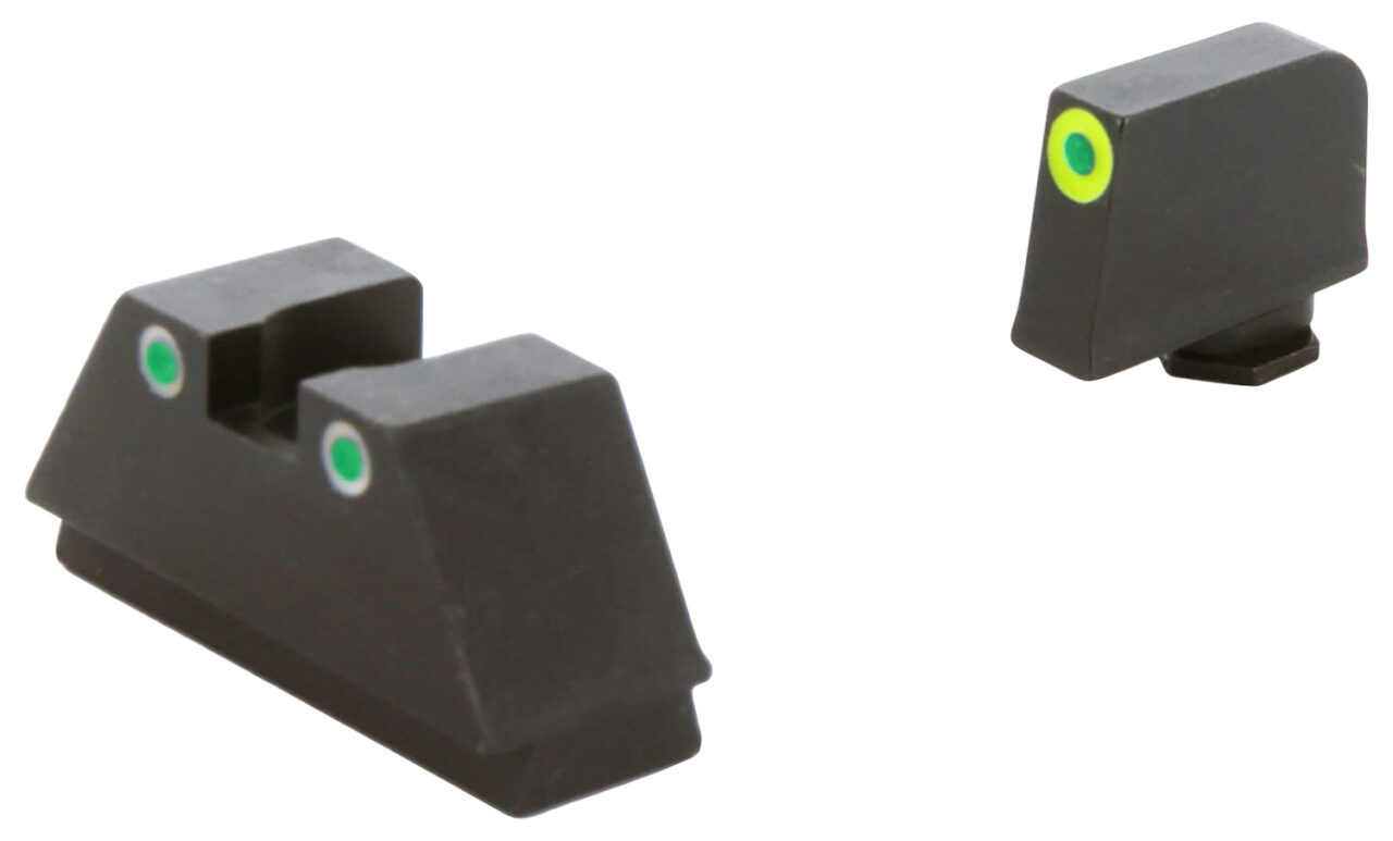AmeriGlo GL333 Optic Compatible Sight Set for Glock Black | XL Tall Green Tritium with Lumigreen Outline Front Sight XL Tall Green Tritium with White Outline Rear Sight - Image 2
