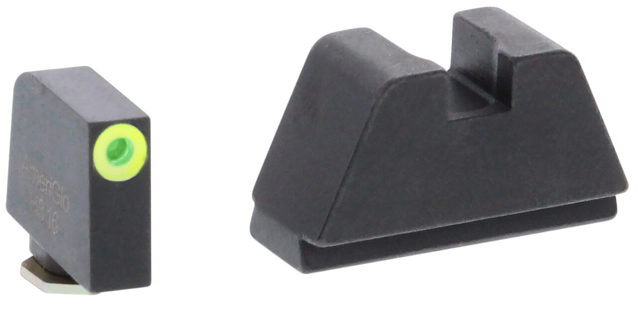 AmeriGlo GL681 Optic Compatible Sight Set for Glock Black | 2XL Tall Green Tritium with Lumigreen Outline Front Sight 2XL Tall Black Rear Sight