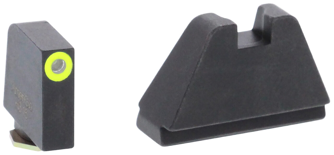 AmeriGlo GL682 Optic Compatible Sight Set for Glock Black | 5XL Tall Green Tritium with Lumigreen Outline Front Sight 5XL Tall Black Rear Sight