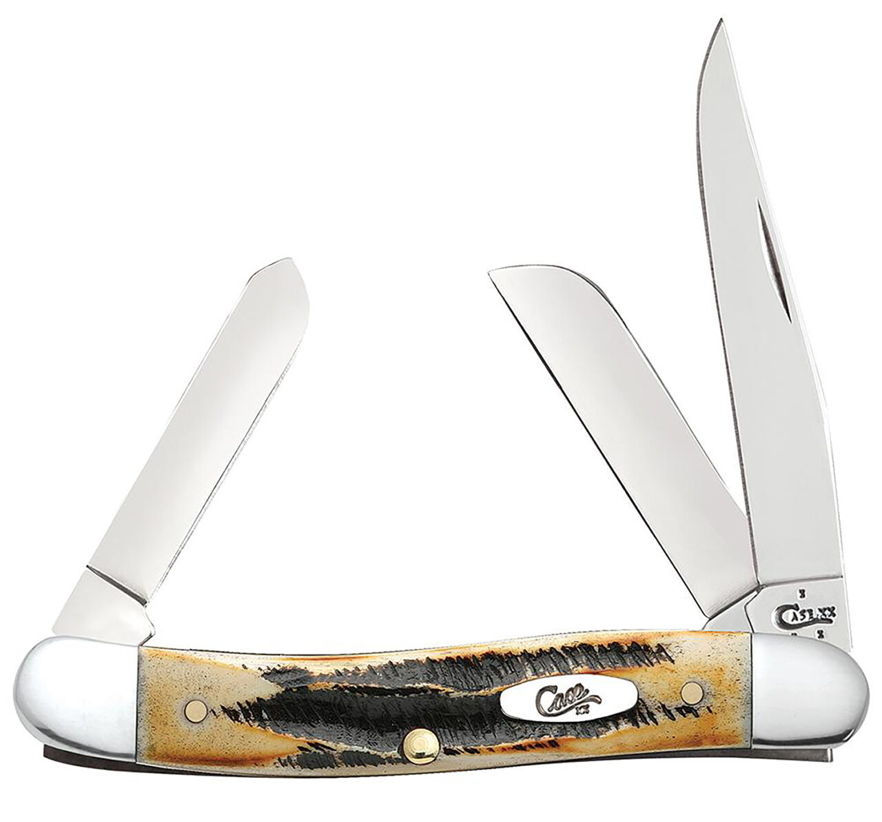 Case 03578 Stockman Medium 2.57"/1.88"/1.71" Folding Clip/Sheepsfoot/Spey Plain Mirror Polished Tru-Sharp SS Blade/Brown Jigged 6.5 BoneStag Handle