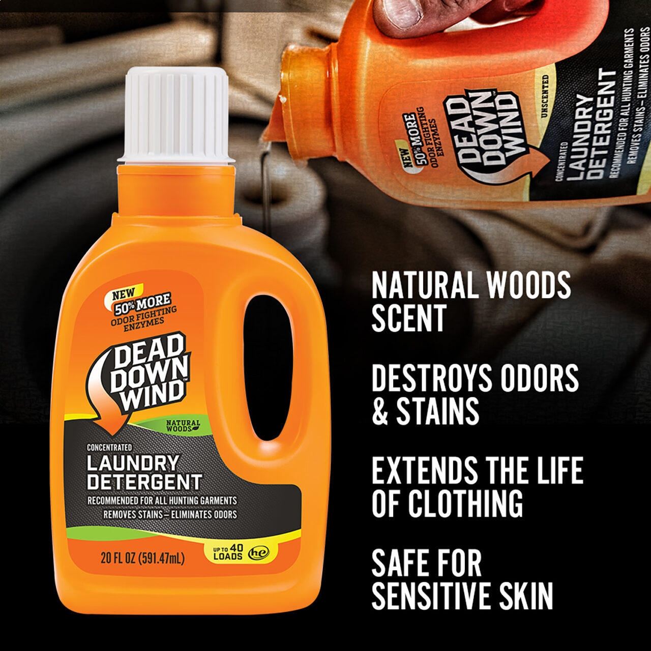 Dead Down Wind 1192018 Laundry Detergent Odor Eliminator Natural Woods Scent 20 oz Jug - Image 3
