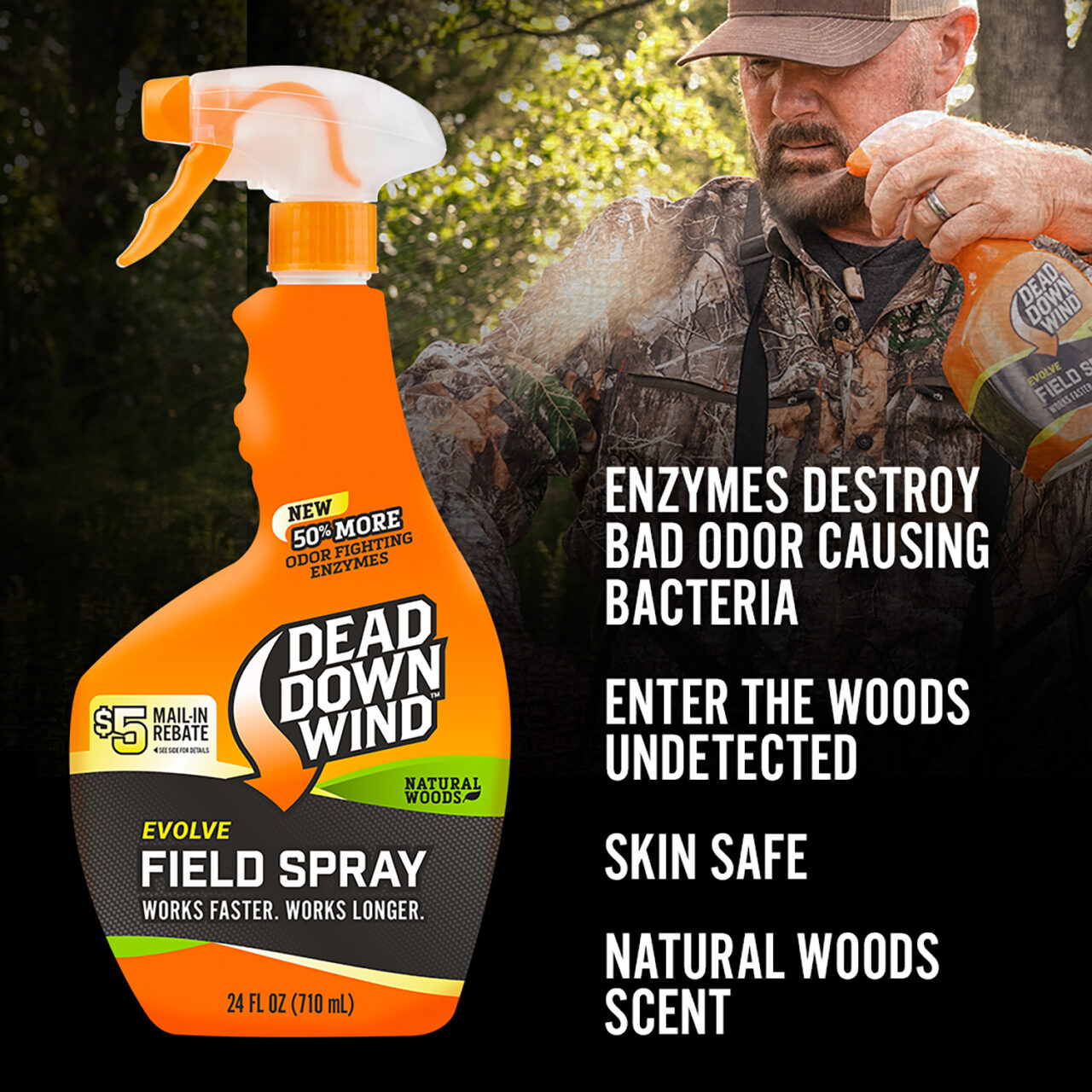 Dead Down Wind 1392418 Evolve Field Spray Cover Scent Natural Woods Scent 24 oz Trigger Spray - Image 3