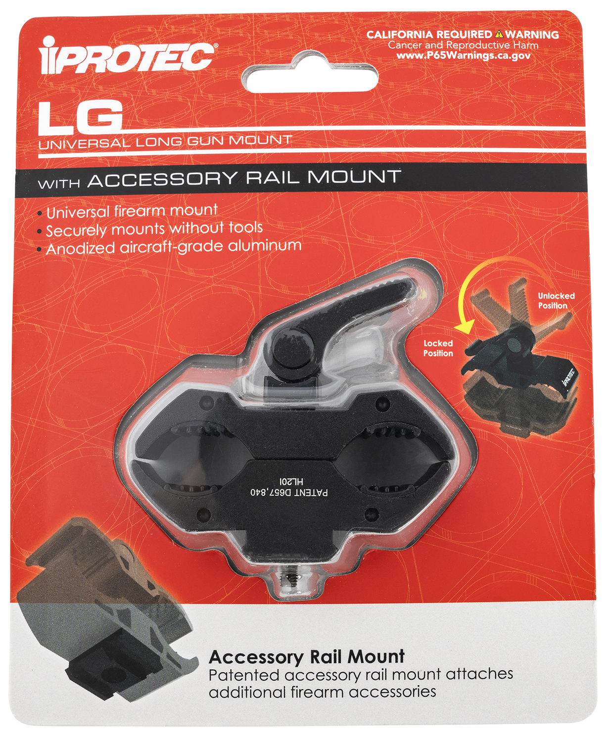 iProtec 6108 Universal Mount w/Accessory Rail Mount Black Anodized Universal Aluminum Long Gun