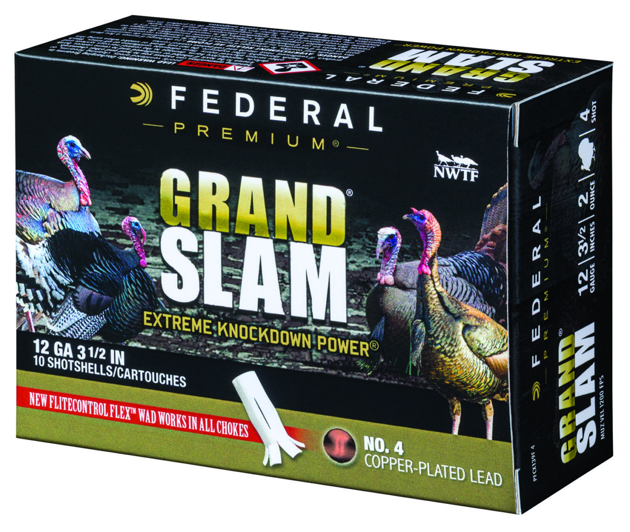 Federal PFCX139F4 Premium Grand Slam 12 Gauge 3.50" 2 oz 1200 fps 4 Shot 10 Bx/25 Cs - Image 2