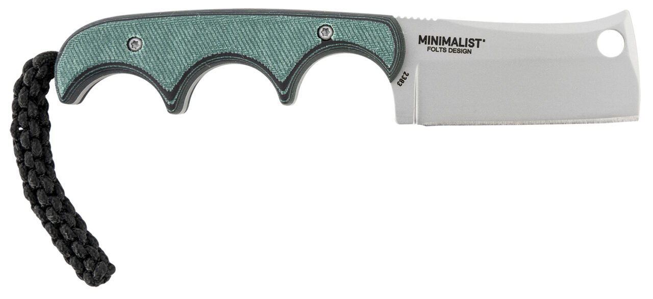 CRKT 2383 Minimalist 2.13" Fixed Cleaver Plain Bead Blasted 5Cr15MoV SS Blade/ Green Contoured Resin Infused Fiber Handle Includes Lanyard/Sheath - Image 2