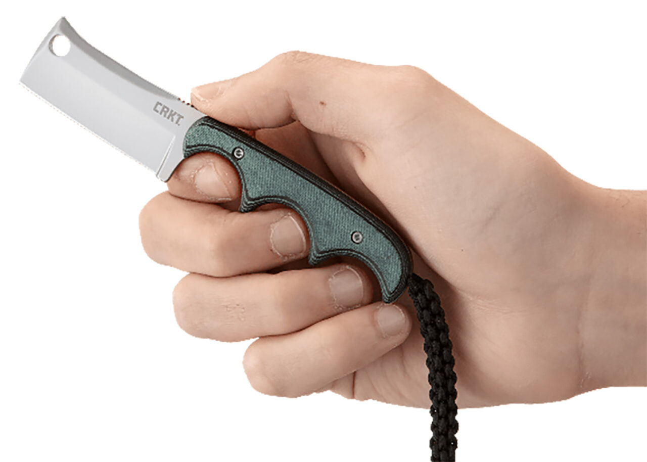 CRKT 2383 Minimalist 2.13" Fixed Cleaver Plain Bead Blasted 5Cr15MoV SS Blade/ Green Contoured Resin Infused Fiber Handle Includes Lanyard/Sheath - Image 3