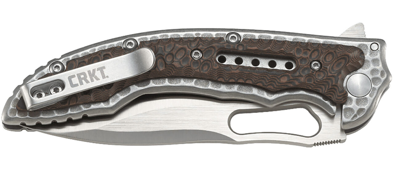 CRKT 5470 Fossil 3.96" Folding Drop Point Plain Satin 8Cr13MoV SS Blade/ Brown G10/SS Handle Includes Pocket Clip - Image 3