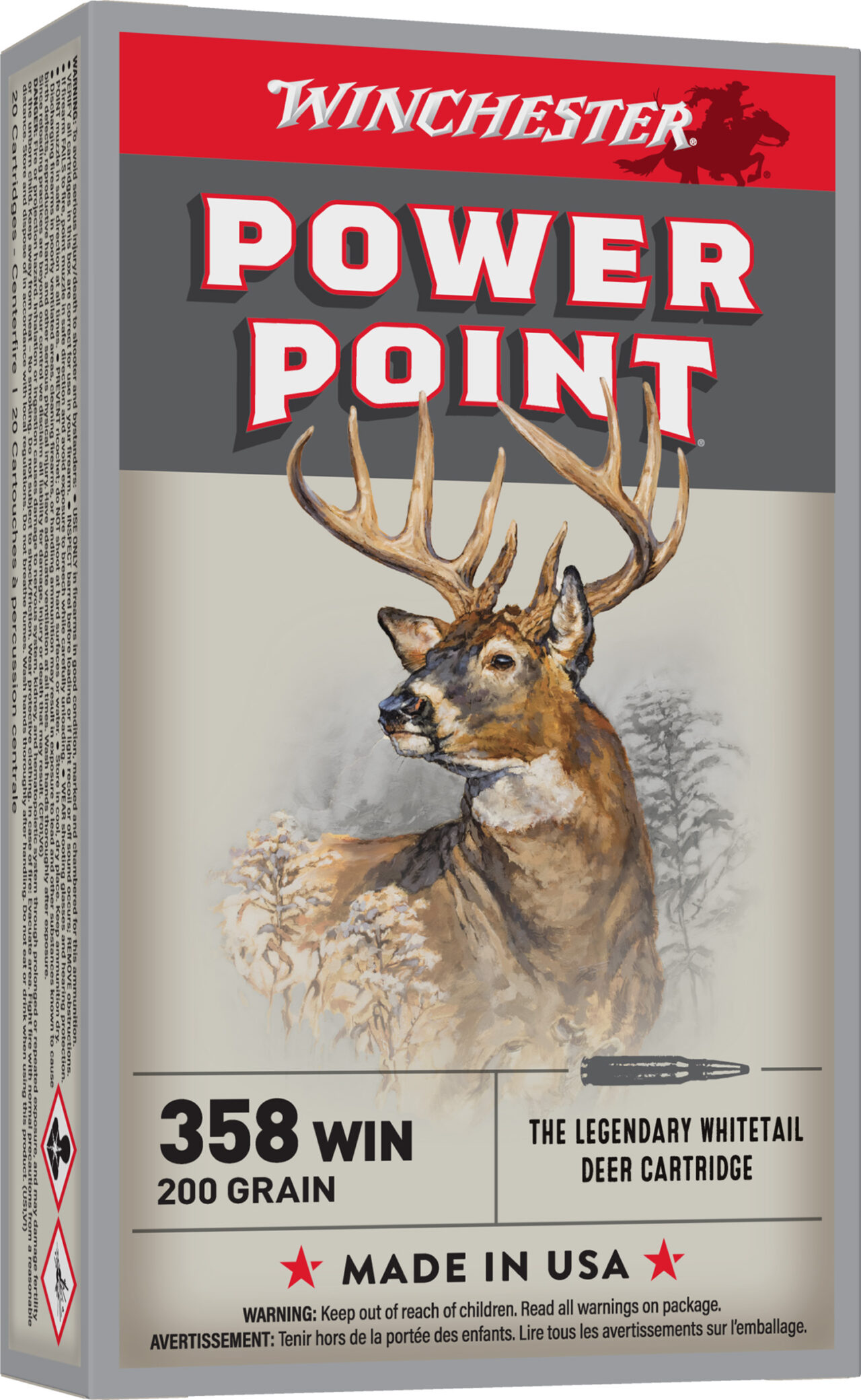 Winchester Ammo X3582 Power-Point 358 Win 200 gr Power-Point (PP) 20 Per Box/ 10 Cs